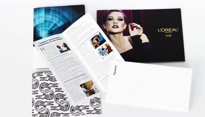 Custom brochures created for print