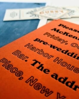 Orange letterpress invitation