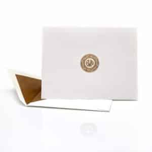 Gold engraved notecard and envelope in New York City
