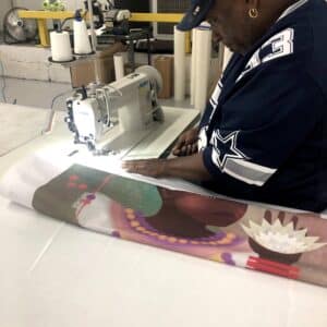 Assembling SEG Fabric Display NYC