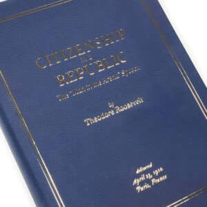 Hardcover book with raised gold print NYC